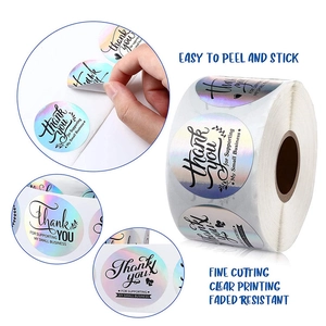 Holographic Thank You for Supporting My Small Business stickers in a premium roll format