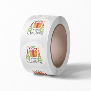 Rolle roter Merry Christmas Schneeflocken Aufkleber mit Geschenk- und Sternmustern