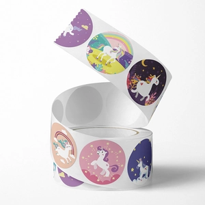 Rainbow unicorn decorative stickers roll with colorful cartoon patterns for stationery