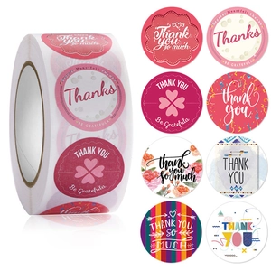 Thank You Stickers Roll Round Adhesive Floral Label For Small Business Gift Packaging Wedding Party Decoration