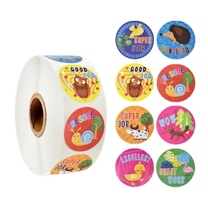 Adesivi Premio Animali Cartoni Animati Parole Motivazionali Etichette Decorative Per Insegnanti Aula Bambini Studenti Carta Adesiva Rotonda