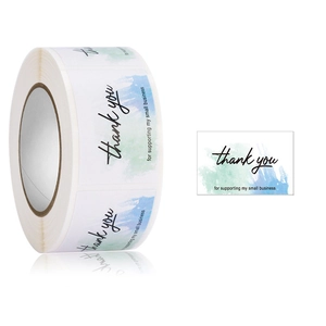 Roll of watercolor teal Thank You for Supporting My Small Business rectangular labels