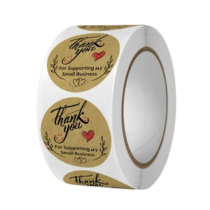 Thank You Stickers Kraft Paper Round Adhesive Labels For Small Business Packaging Sealing Olive Branch Design
