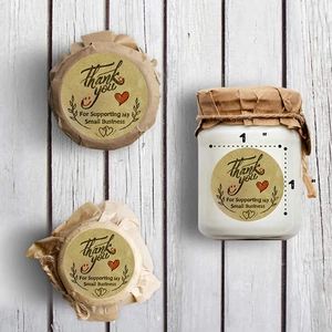Kraft paper Thank You stickers 1 inch round labels for small business packaging