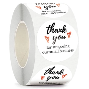 Round Thank You Stickers Labels For Small Business Supporting Gift Packaging Decor Adhesive Paper Heart Pattern