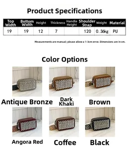 Size guide for vintage rhinestone crossbody camera bag with wide strap dimensions