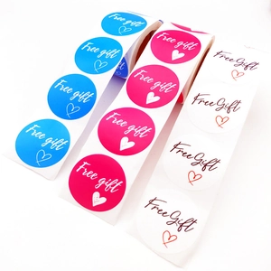 Free Gift Labels Stickers Round Heart Pattern Self Adhesive Gift Packaging Sealing Decoration
