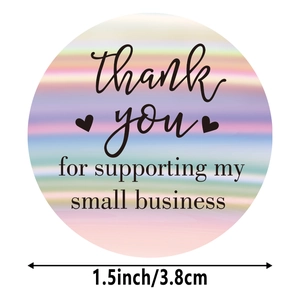 1.5 inch holographic laser round stickers with Thank You message for small business decor