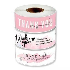 Thank You For Your Order Stickers Adhesive Pink Rectangular Labels For Small Business Packaging Gift Wrap Sealing Roll