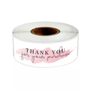 Pink watercolor rectangle Thank You for Your Purchase stickers for business packages