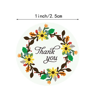 Autocollants Thank You ronds de 1 pouce avec couronnes florales pour sceller les enveloppes