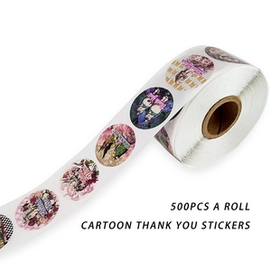 Roll of 500 Alice in Wonderland cartoon Thank You stickers for envelope decoration