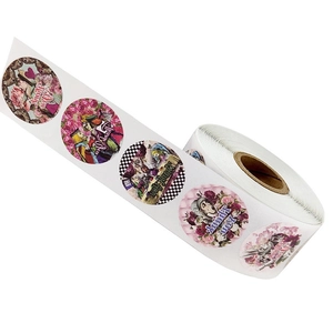 Roll of vintage Alice in Wonderland Thank You stickers with colorful classic characters