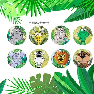 Roll of 1 inch tropical animal cartoon stickers featuring 8 safari patterns for kids