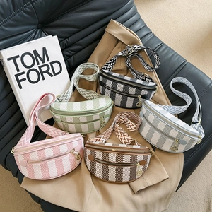 Women Fashion PU Leather Waist Bag Geometric Print Chest Bag With Wide Adjustable Strap Casual Crossbody Fanny Pack