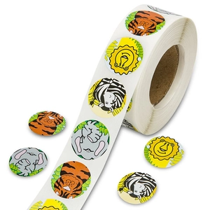 Cartoon Animal Reward Stickers For Kids Lion Tiger Zebra Elephant Decorative Self-Adhesive Labels For Party School Home Decor