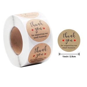 Round Thank You For Your Business Stickers Kraft Paper Labels For Small Business Packaging Baking Gift Wrapping
