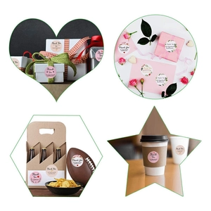 Roll of 8 thank you for supporting my small business floral and heart round stickers