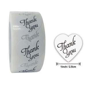 Adesivi Thank You a forma di cuore bianco da 1 pollice per sigillare pacchi regalo