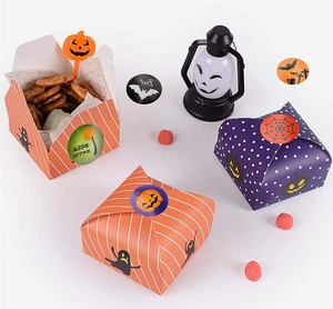 Halloween gift boxes with pumpkin and ghost patterns for candy packaging decorations
