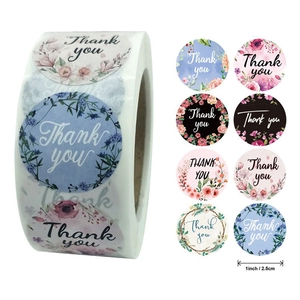 Floral Thank You Stickers Self-Adhesive Labels For Gift Packaging Envelope Seal Baking Small Business Decorative