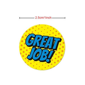 Rotolo di adesivi premio Great Job gialli da 2,5 cm per bambini e insegnanti