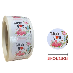 Floral Thank You stickers roll 1 inch round labels for wedding gift packaging decor