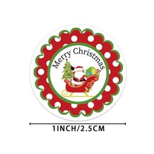 Set of 8 cute snowman Christmas stickers with Merry Christmas greeting and 1-inch size mark