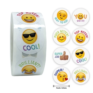 Smiley Gesicht Emoji Belohnung Aufkleber Rolle Für Kinder Lehrer Klassenzimmer Motivationsphrasen Rund Funktionale Dekorative Papier Etiketten