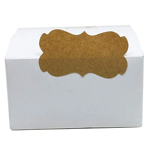 Brown kraft paper holiday gift labels with wavy edges for box sealing and decoration