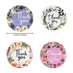 Floral Thank You stickers set in 4 designs with 1 inch diameter for envelope sealing