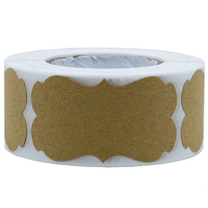 Natural Kraft Paper Gift Tag Stickers Scalloped Blank Label Roll For Holiday Gift Wrapping Handmade Craft Packaging DIY Label Stickers