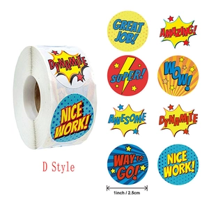 Roll of 8 colorful animal reward stickers for kids with motivational English text labels