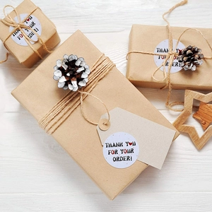 Round white Thank You For Your Order stickers with red heart for gift packaging