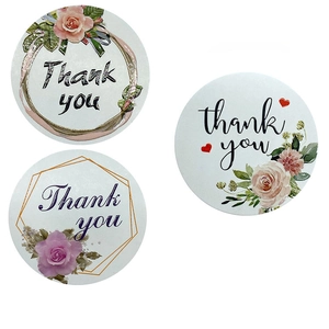 38mm floral Thank You sealing stickers with rose designs and gold foil accents