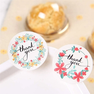 Floral Thank You stickers for gift wrapping, 1 inch round sealing labels for packaging