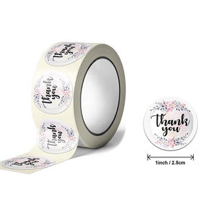 Thank You Stickers Round Floral Wreath Sealing Labels Aesthetic Self Adhesive For Gift Wrap Envelope Business Packaging