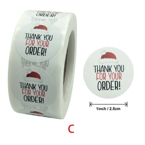 25mm Christmas Santa hat thank you for your order round adhesive packaging stickers