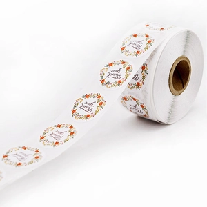 Floral wreath Thank You roll stickers for envelope sealing and gift decoration