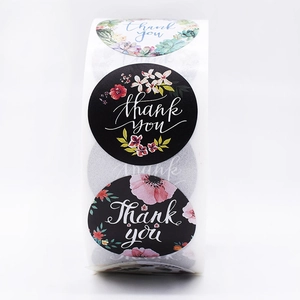 Thank You Stickers Floral Wreath Designs Round Self-Adhesive Labels For Envelope Sealing Gift Packaging Small Business Decor