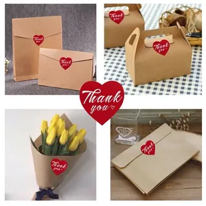 1.5 inch red heart Thank You stickers for gift wrapping and wedding favors