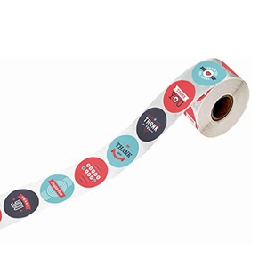 1-inch roll of various Thank You labels with eight colorful designs for gift sealing