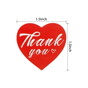 1.5 inch red heart Thank You stickers labels for wedding favors and gift packaging
