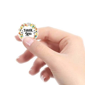 1-inch round floral Thank You stickers for gift packaging and envelope sealing