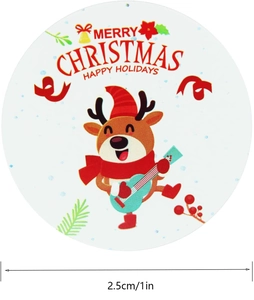 1 inch Christmas cartoon reindeer sticker labels for holiday gift sealing and decoration