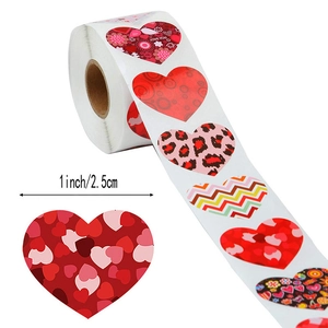 Heart Shaped Self Adhesive Labels Multi Pattern Valentine Gift Box Wrapping Decorative Stickers Love You Seal Labels