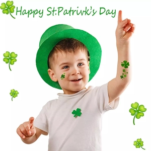 St. Patrick's Day green shamrock temporary tattoo stickers set for festive body decoration
