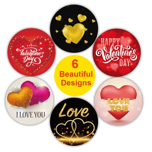6 designs of Happy Valentine's Day heart stickers for gift wrapping decoration