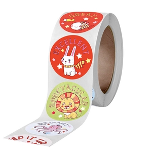Rolle mit Cartoon-Tier-Belohnungsaufklebern mit motivierendem Great-Text für Kinder