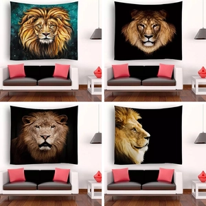 Arazzo da Parete con Motivo Animale Leone Zebra Stampa Digitale 3D Tessuto in Poliestere per Arredamento Soggiorno Camera